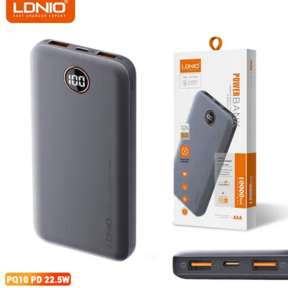 LDNIO PQ10 10000mAh Power Bank Ultra Slim Led Digital Display