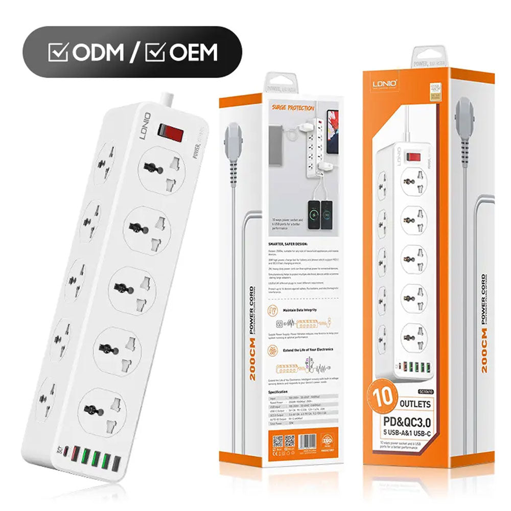 LDNIO SC10610 10 Outlet + 5 USB + 1 Type-C Power Socket