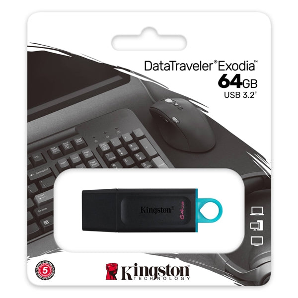 Kingston 64GB Exodia USB Flash Drive, USB 3.2 Pen Drive/ Flash Drive (5Y)